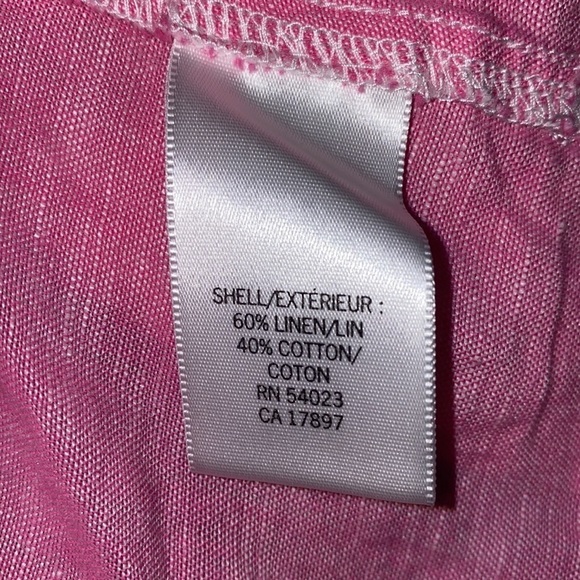 Banana Republic Fushia pink linen long sleeve button down shirt with  col… - Picture 8 of 14